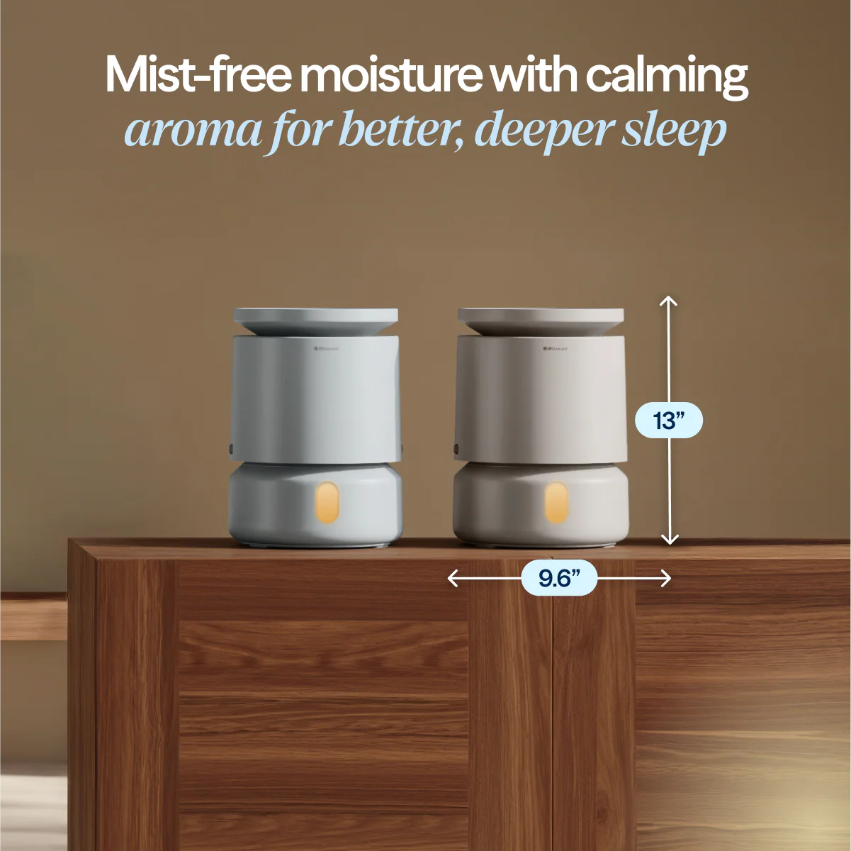 Blueair DreamWell™ Humidifier Small Grey - 48h InvisibleMist™, Aroma Stone, Mood Lighting
